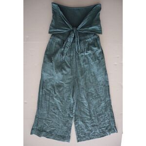 Bishop + Young K3CJS1979 Women Sz M Sea Glass Teal Elva Tie Front Jumpsuit